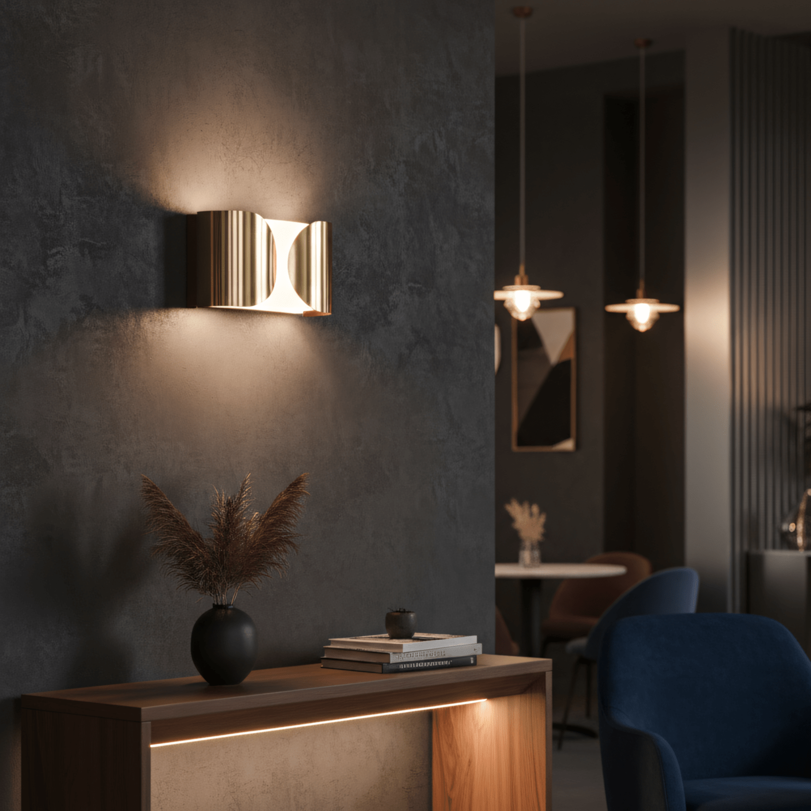 CaleoWall - Złota lampa ścienna w stylu organicznym
